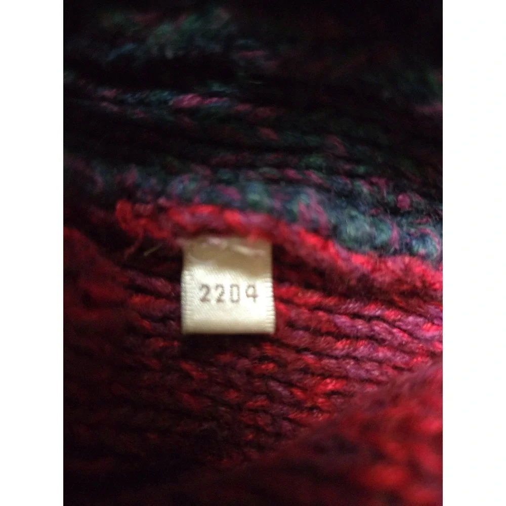 Vintage Casual Corner Chunky Sweater Med Diamond Argyle Green‎ Burgundy Tan EUC